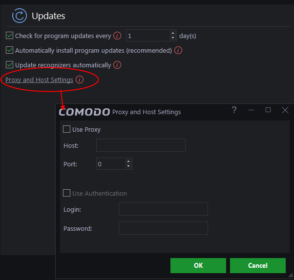Configure Proxy And Host Settings Comodo Cloud Antivirus Software Updates Configure proxy and host settings comodo cloud antivirus software updates